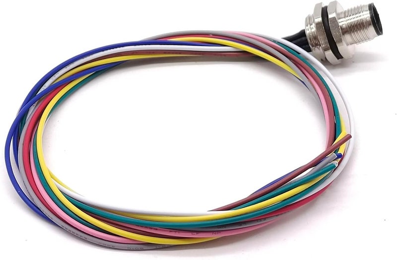 Elecbee M12 Connector Socket Mount M16 x 1.5 Individual Wires 0.5M Shiled (A Code 8 Pin Male Back Mount) - Image 3